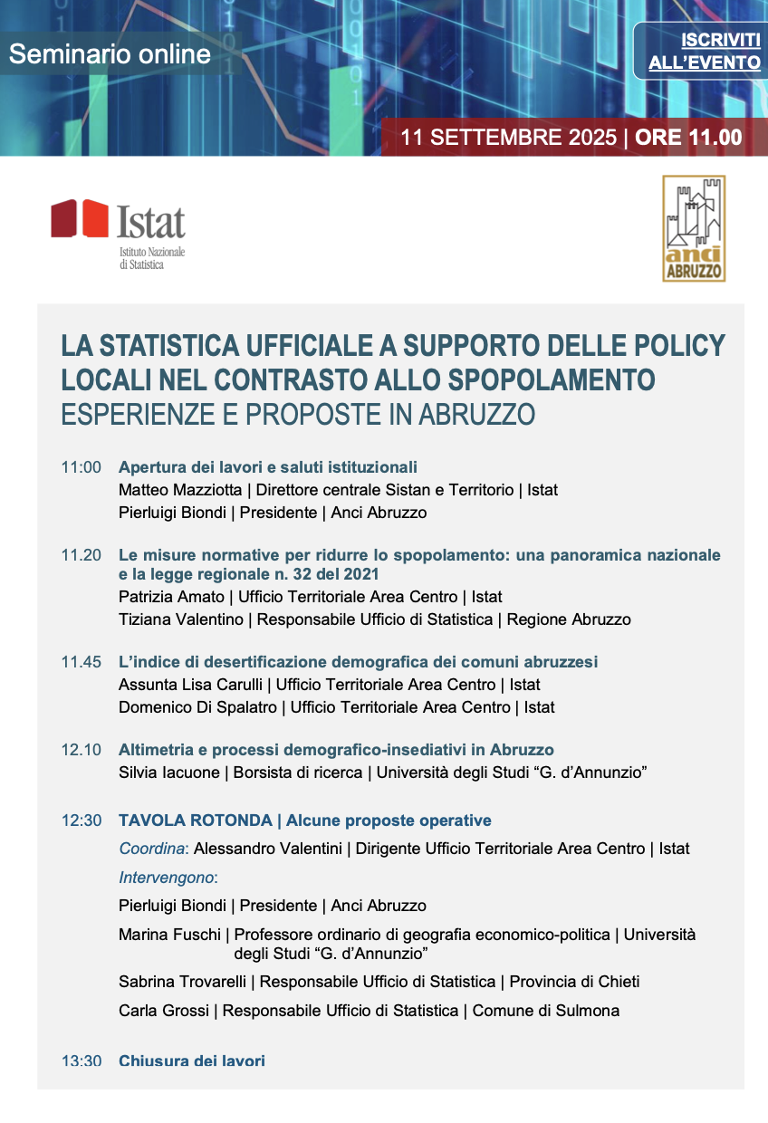 La statistica ufficiale a supporto delle policy locali nel contrasto allo spopolamento. Esperienze e proposte in Abruzzo